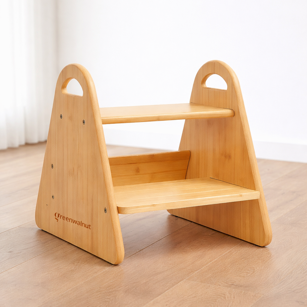 Wooden Step Stool for Kids & Adult | Montessori Step Stool for Kids | 2 Step Stool | Helper Stool for Kitchen & Bathroom