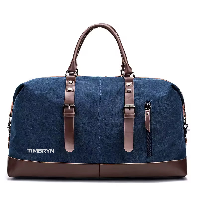 Large Canvas & PU Leather Weekend Duffle Bag – Men's Vintage Travel Carry-On