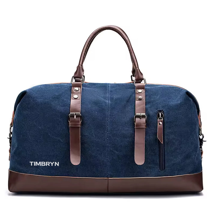 Large Canvas & PU Leather Weekend Duffle Bag – Men's Vintage Travel Carry-On