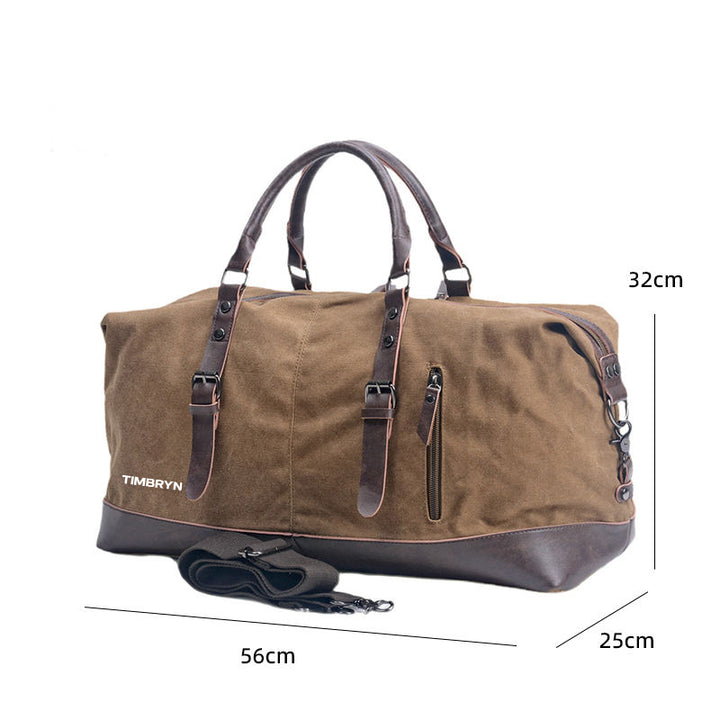 Large Canvas & PU Leather Weekend Duffle Bag – Men's Vintage Travel Carry-On