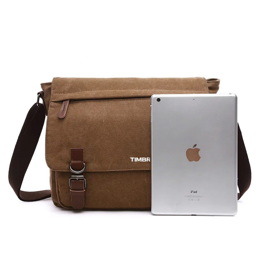Premium Canvas & Leather Messenger Bag  | Vintage Crossbody Satchel