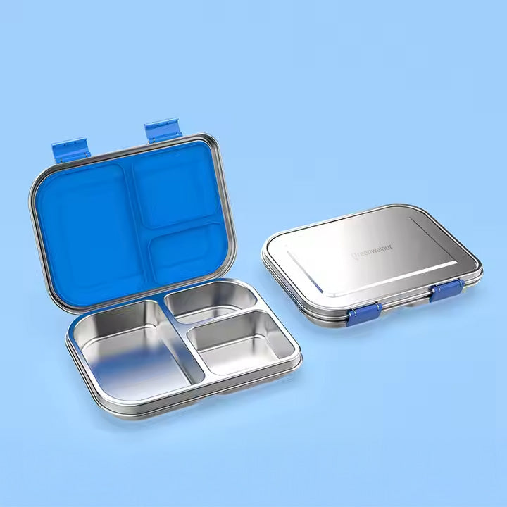 Stainless Steel Lunch Box with Leak-Proof Lid – 3-Compartment Food Container for Kids & Adults | BPA-Free, Durable & Easy to Clean