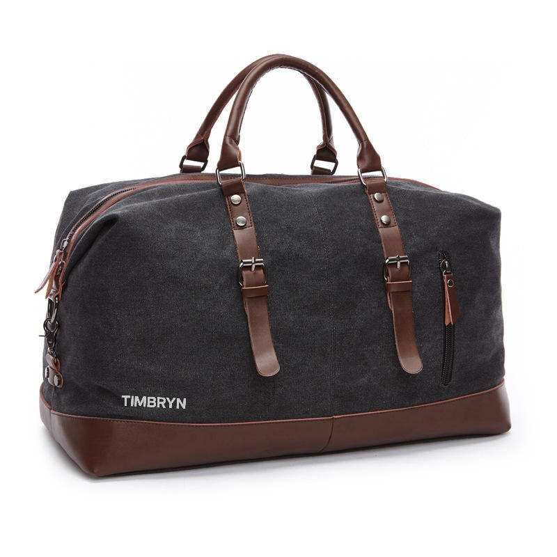 Large Canvas & PU Leather Weekend Duffle Bag – Men's Vintage Travel Carry-On