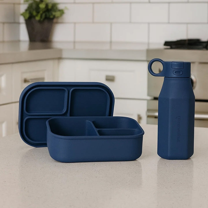 Premium Food-Grade Silicone Leak Proof Lunch Box & Water Bottle Set – Safe, Durable, and Baby Kid Friendly