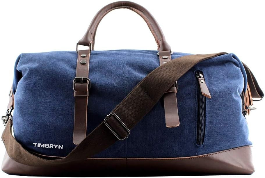 Large Canvas & PU Leather Weekend Duffle Bag – Men's Vintage Travel Carry-On