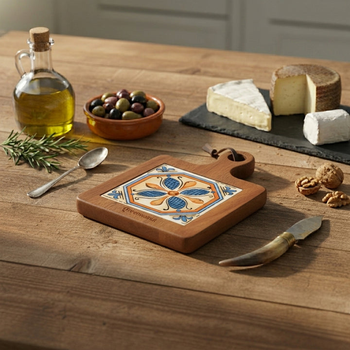 Acacia Wood Heat-Resistant Pot & Cup Trivets with Handcrafted Ceramic Tile Inlay | Wood Coasters | Pot Pad
