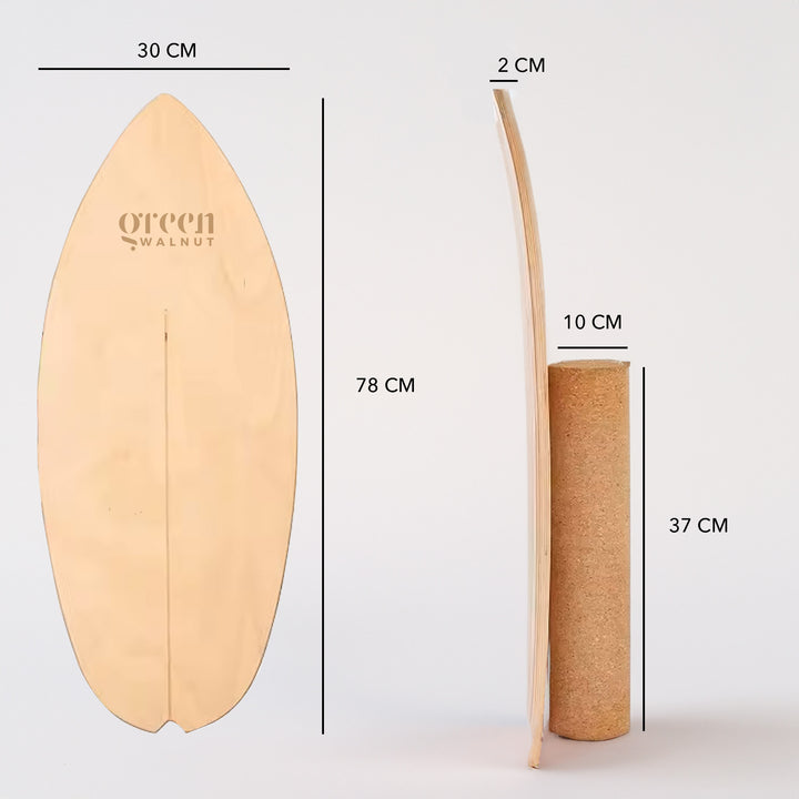 Wooden Balance Board | Surfing Balance Board with Cork Roller - Green Walnut Inc.