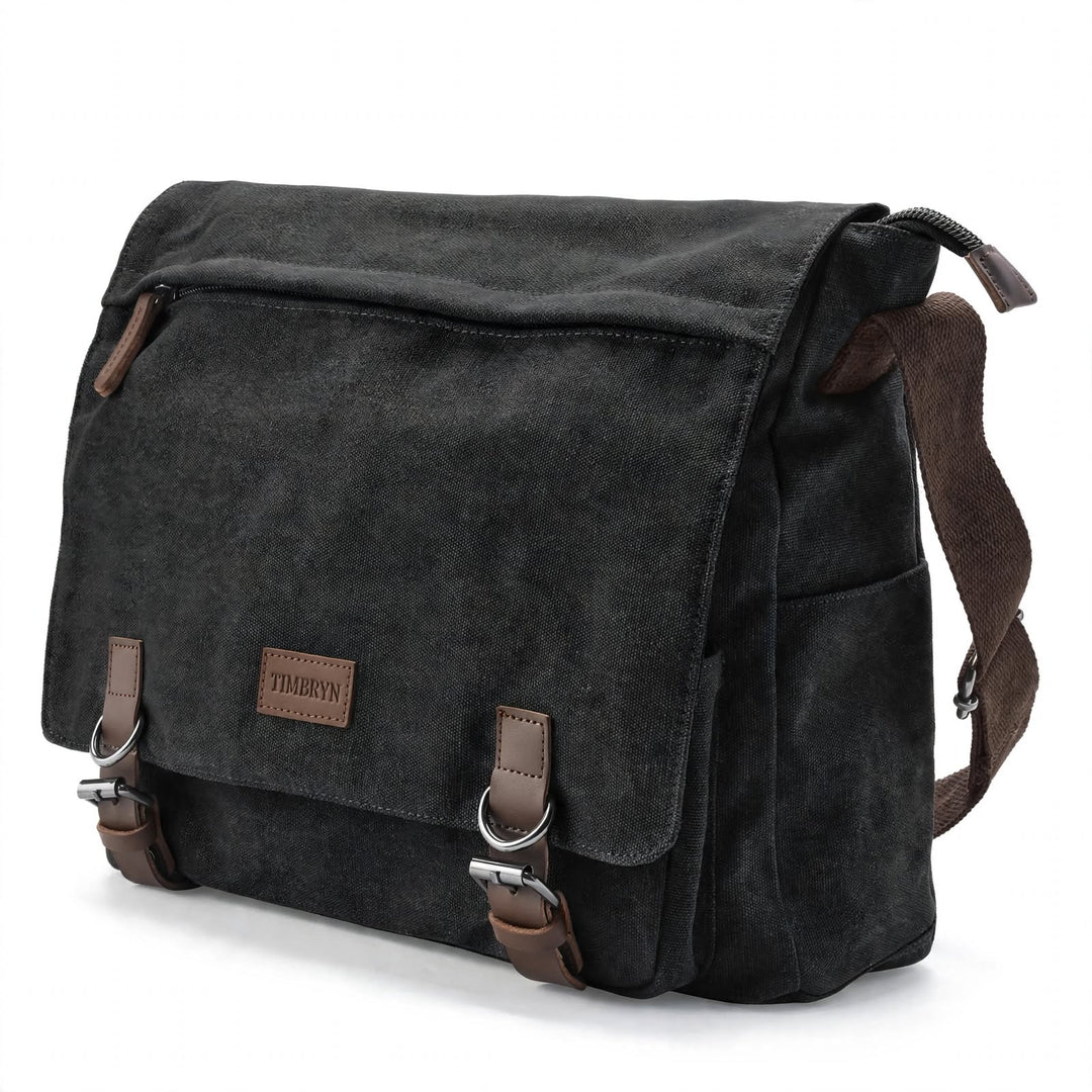Premium Canvas & Leather Messenger Bag  | Vintage Crossbody Satchel