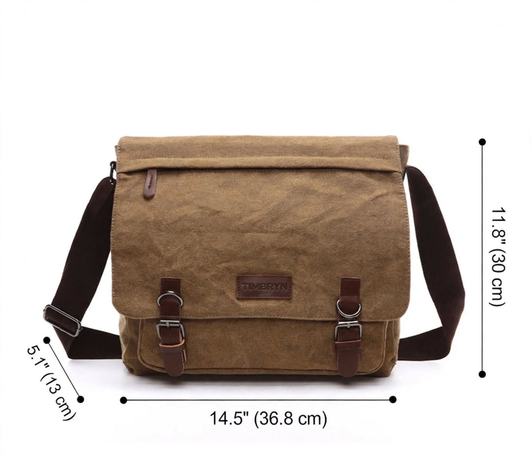 Premium Canvas & Leather Messenger Bag  | Vintage Crossbody Satchel