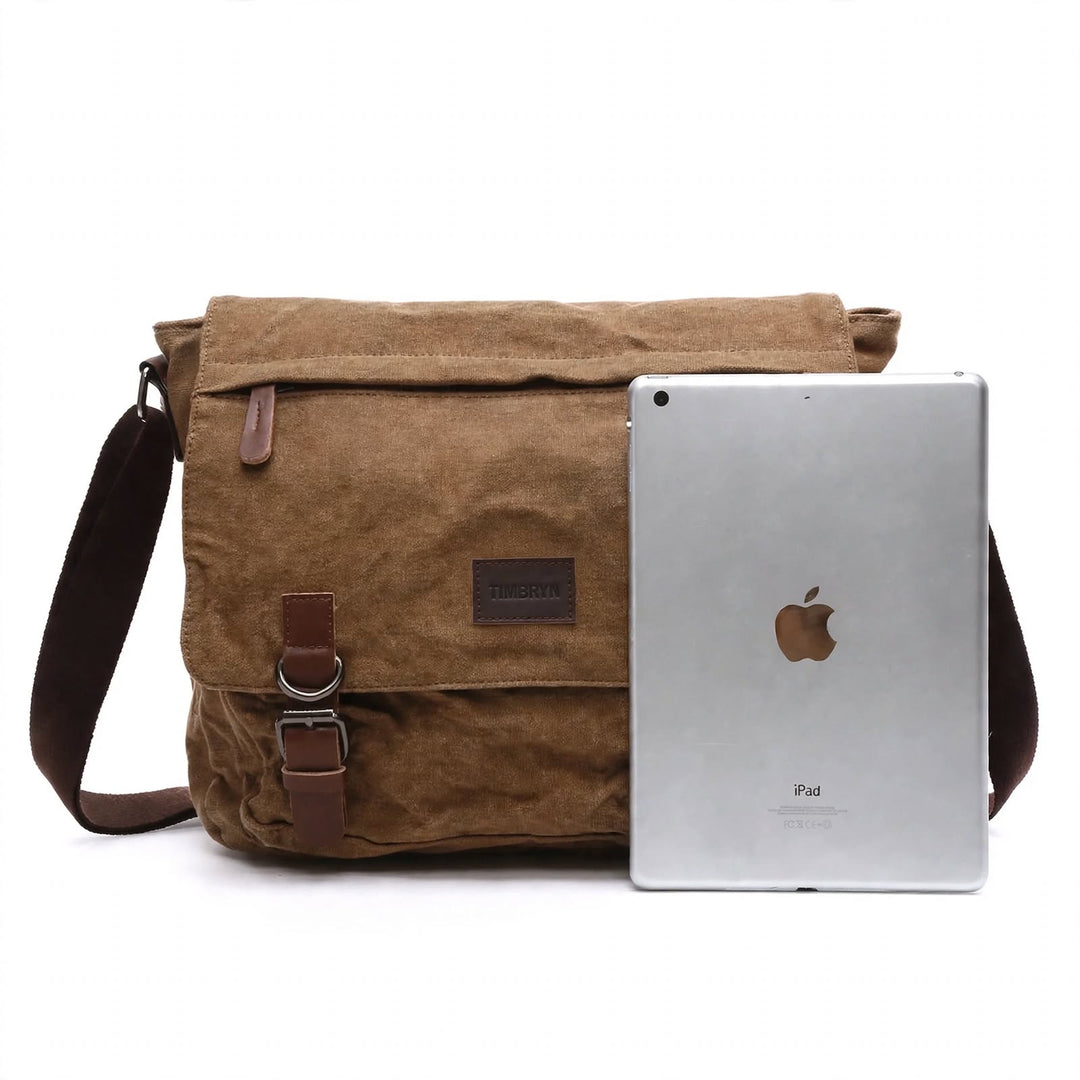 Premium Canvas & Leather Messenger Bag  | Vintage Crossbody Satchel