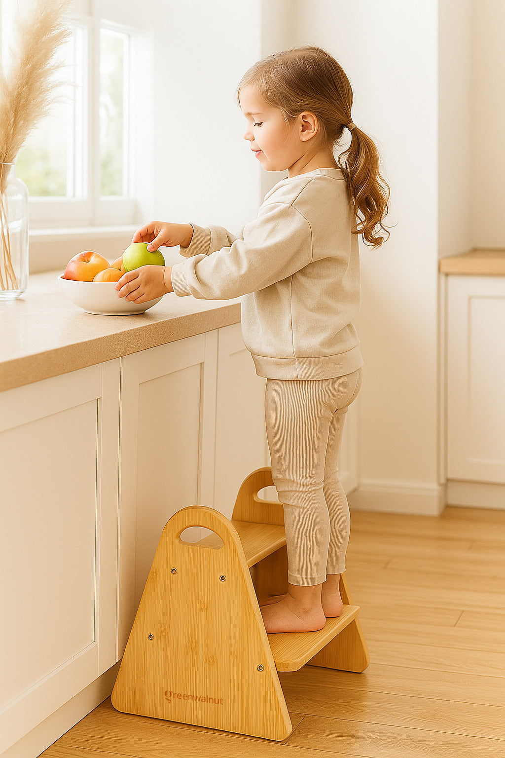 Wooden Step Stool for Kids & Adult | Montessori Step Stool for Kids | Helper Stool for Kitchen & Bathroom