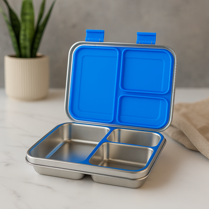 Stainless Steel Lunch Box with Leak-Proof Lid – 3-Compartment Food Container for Kids & Adults | BPA-Free, Durable & Easy to Clean