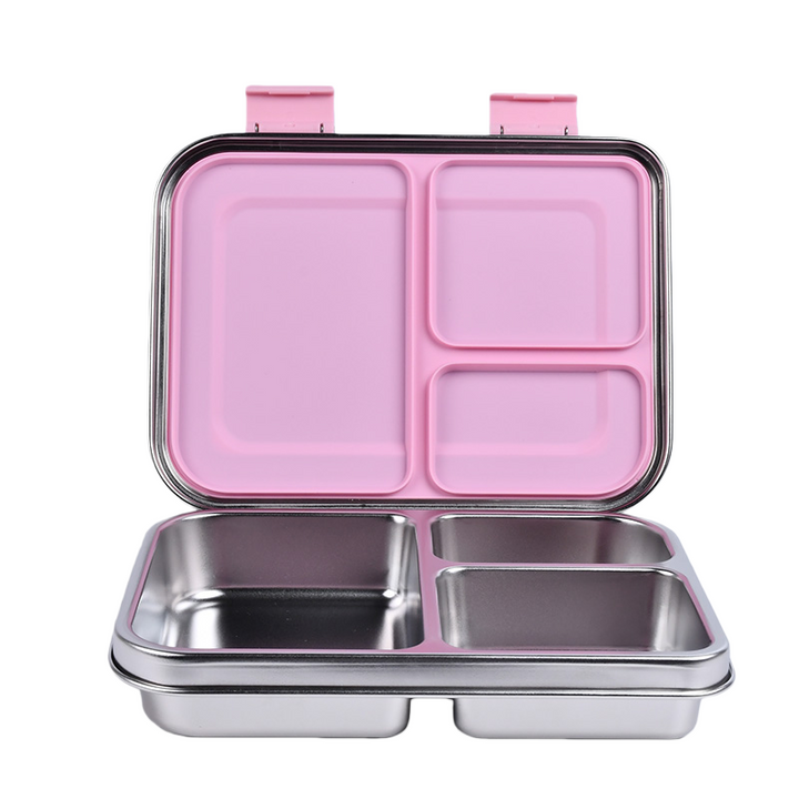 Stainless Steel Lunch Box with Leak-Proof Lid – 3-Compartment Food Container for Kids & Adults | BPA-Free, Durable & Easy to Clean
