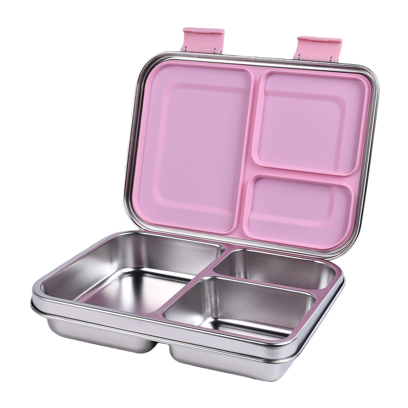 Stainless Steel Lunch Box with Leak-Proof Lid – 3-Compartment Food Container for Kids & Adults | BPA-Free, Durable & Easy to Clean
