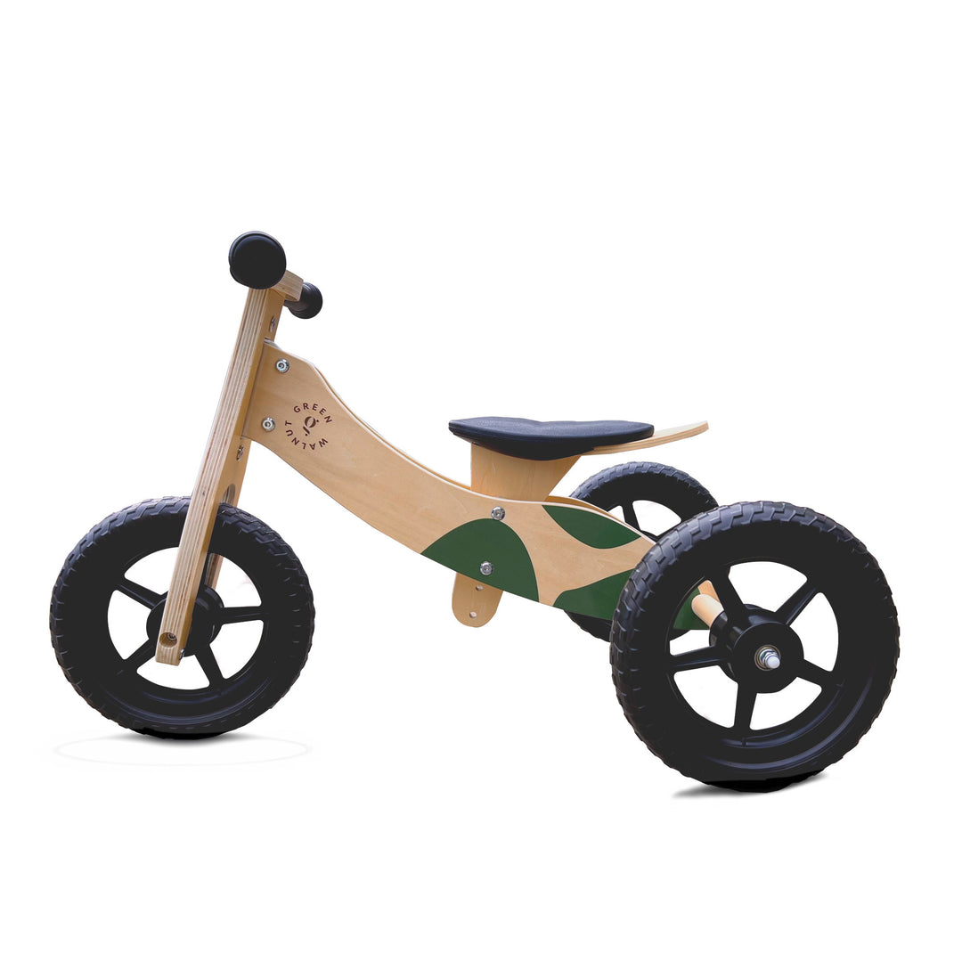 Convertible Wooden Balance Bike - Trike (2 in 1) - Green Walnut Inc.