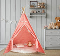 Large Foldable Kids Canvas Teepee Play Tent With Lights ( Pink ) - Green Walnut Inc.