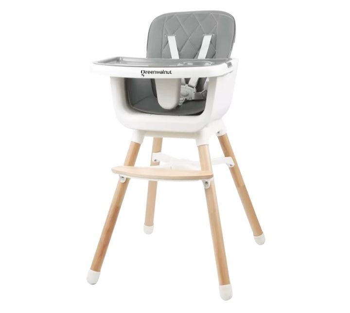 6-in-1 Convertible Baby High Chair with Wooden Legs, Adjustable Tray, and Cushioned Seat – Modern Design for Infants and Toddlers