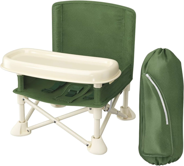 Portable Baby Chair | Camp Chair | Booster Seat With Removable Tray (Army Green)