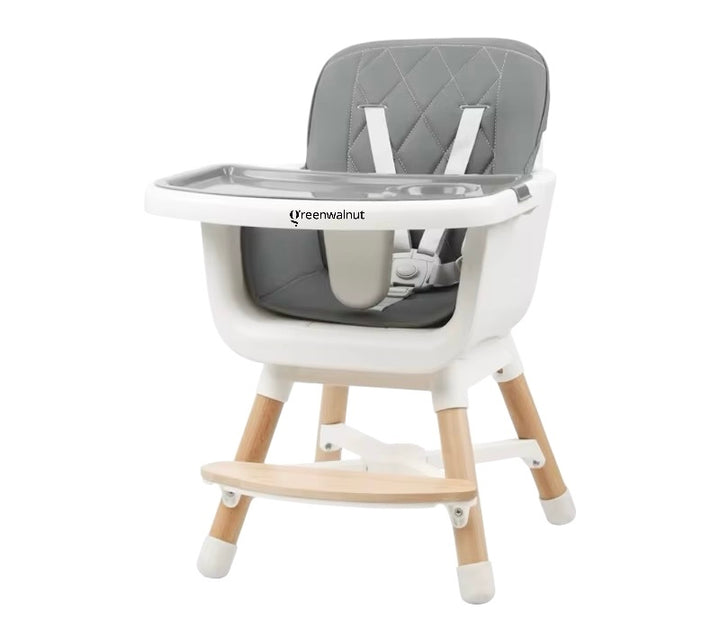 Convertible Baby High Chair with Wooden Legs, Adjustable Tray, and Cushioned Seat | Wooden High Chair