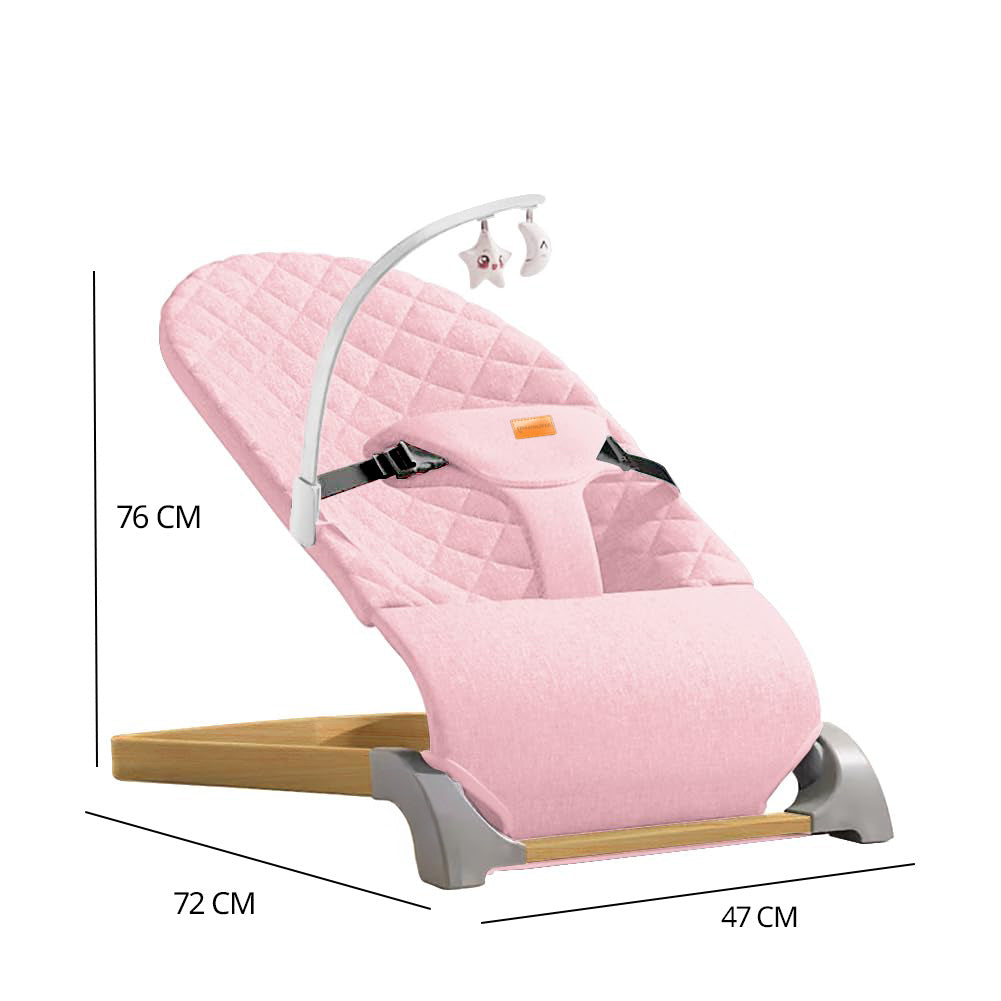 Ergonomic Quilted Baby Bouncer & Rocker with Removable Toy Bar