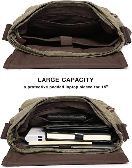 Premium Canvas & Leather Messenger Bag  | Vintage Crossbody Satchel
