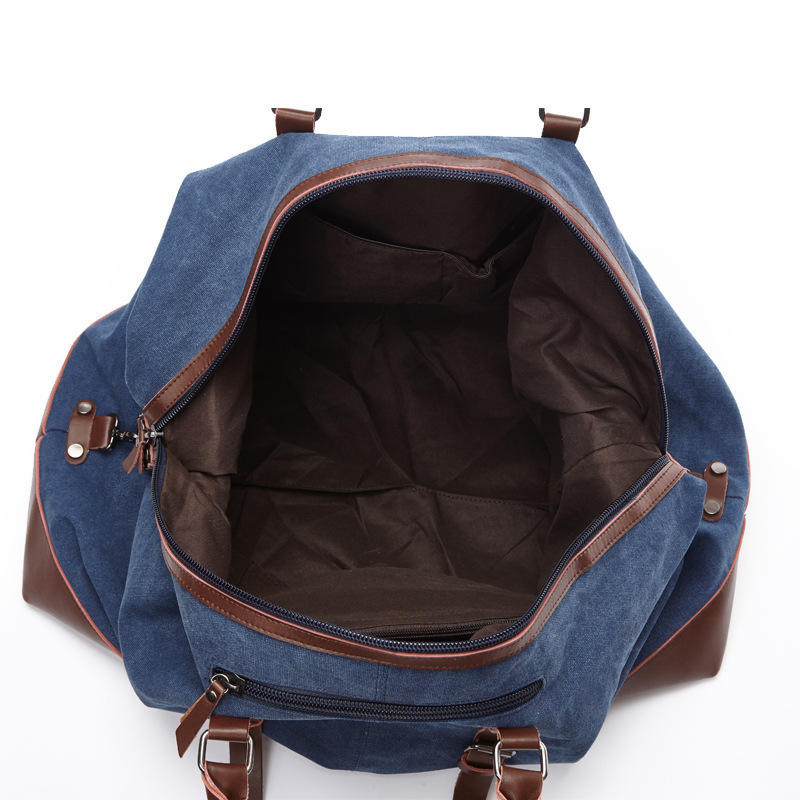 Large Canvas & PU Leather Weekend Duffle Bag – Men's Vintage Travel Carry-On