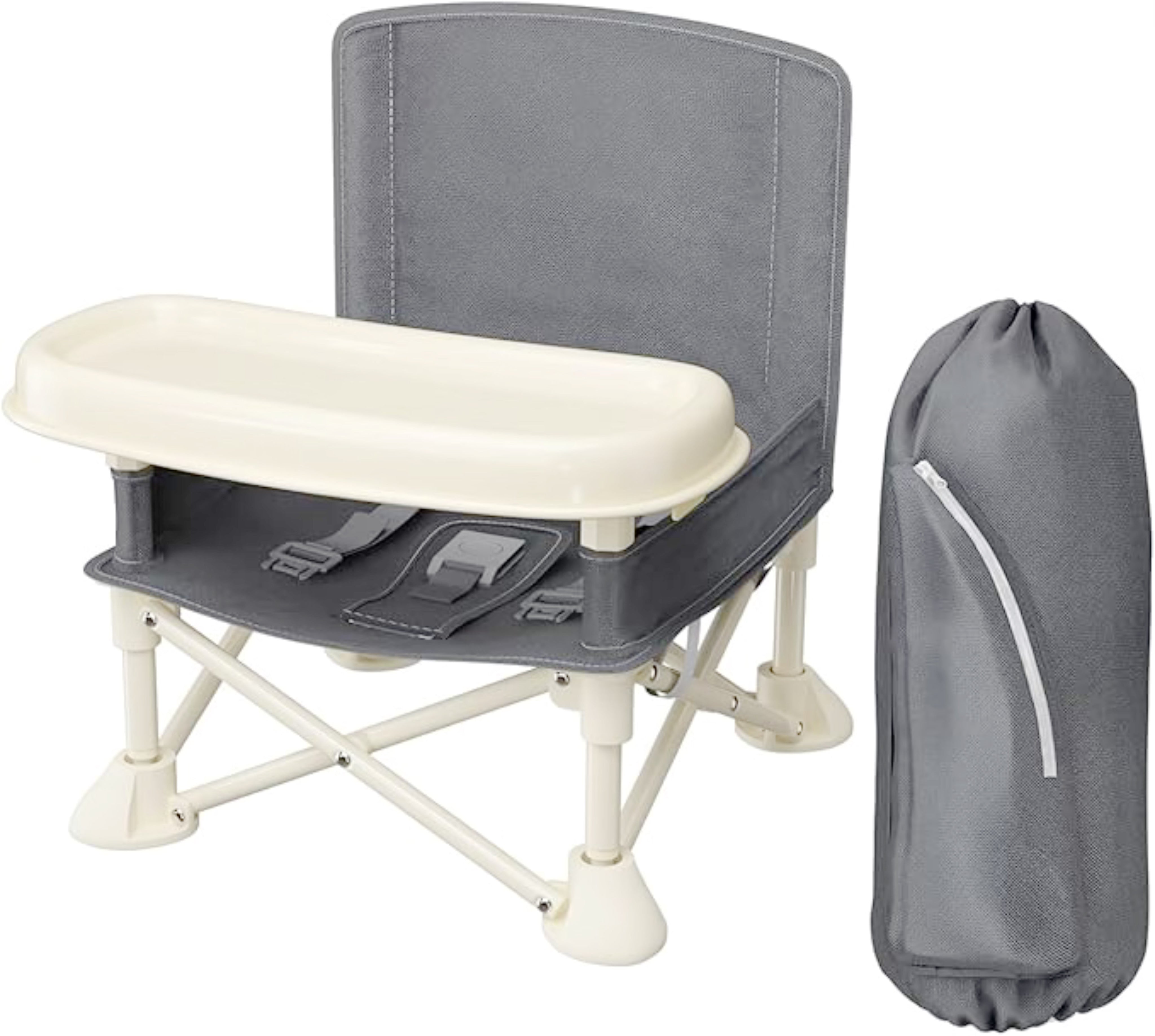 Portable Baby Chair | Camp Chair With Removable Tray (Grey