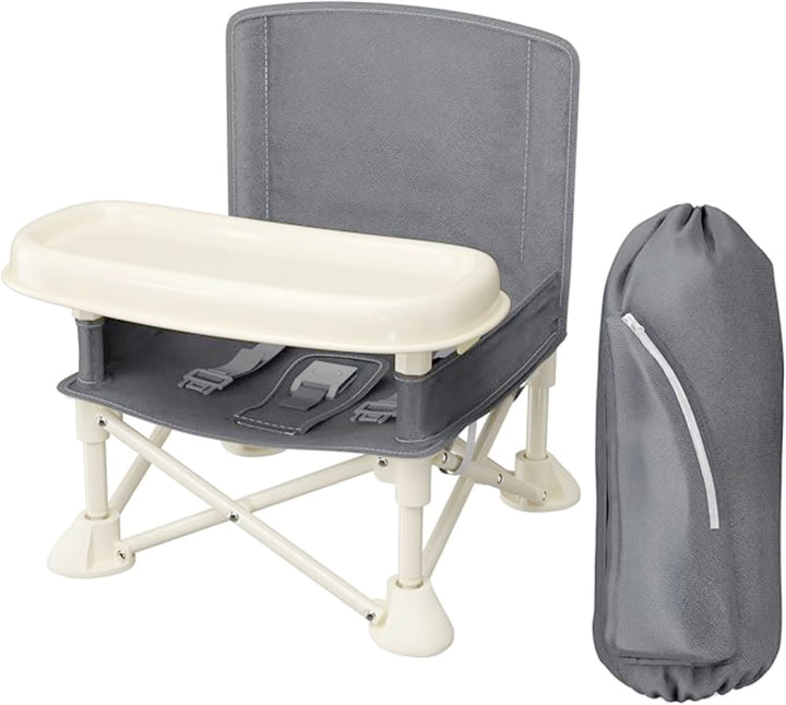 Portable Baby Chair | Camp Chair | Booster Seat With Removable Tray (Grey)