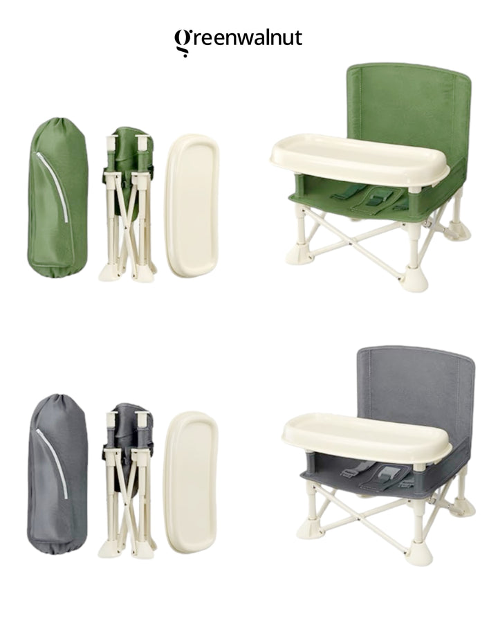 Portable Baby Chair | Camp Chair | Booster Seat With Removable Tray (Grey)