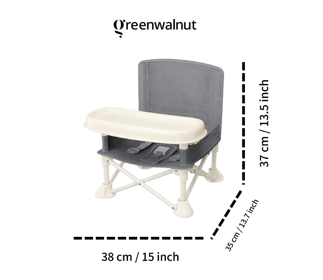 Portable Baby Chair | Camp Chair | Booster Seat With Removable Tray (Grey)