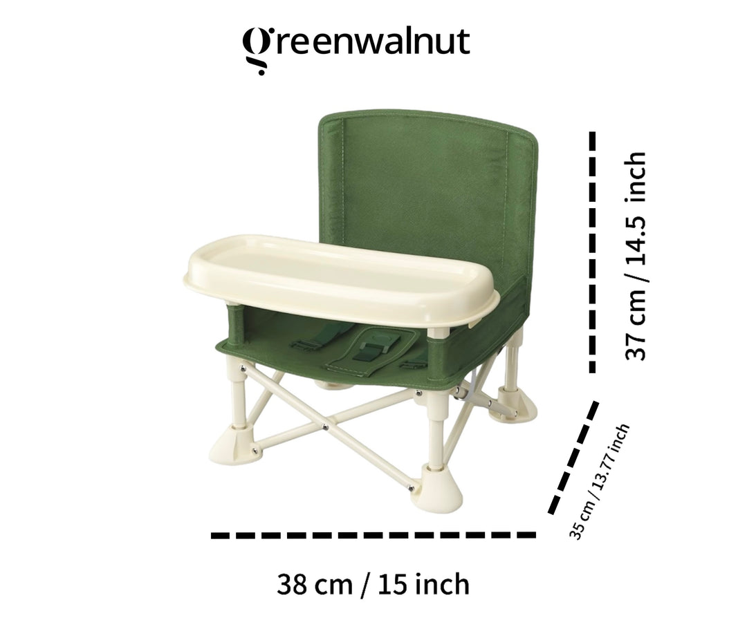 Portable Baby Chair | Camp Chair | Booster Seat With Removable Tray (Army Green)