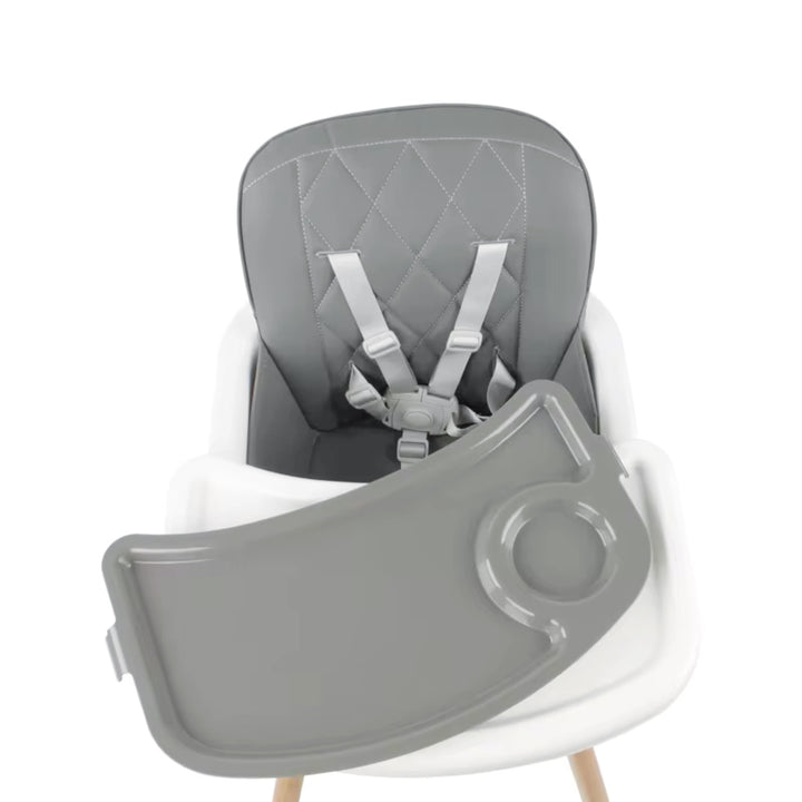 Convertible Baby High Chair with Wooden Legs, Adjustable Tray, and Cushioned Seat | Wooden High Chair