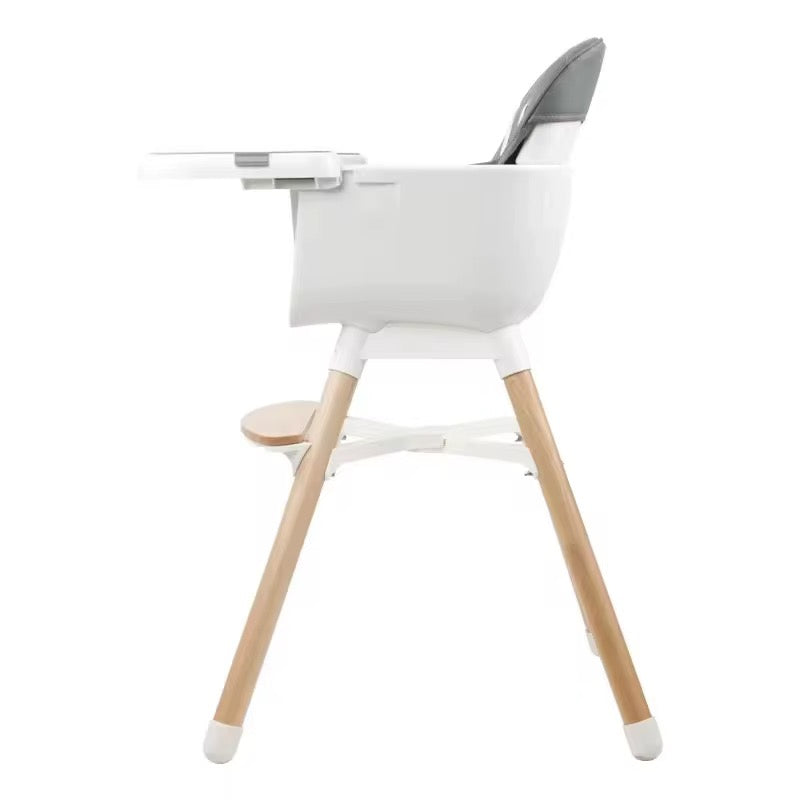 Convertible Baby High Chair with Wooden Legs, Adjustable Tray, and Cushioned Seat | Wooden High Chair