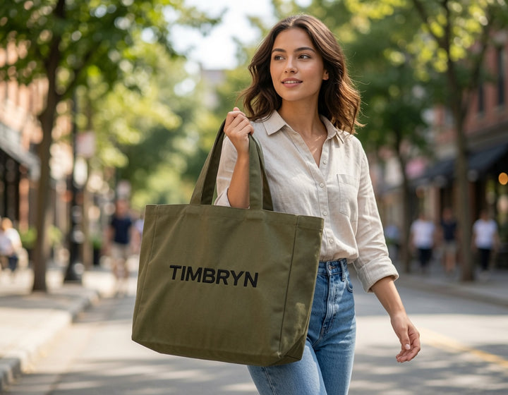 Large Canvas Tote Bag with Zipper & Inner Pocket – Everyday Travel, Beach & Shopping Carryall