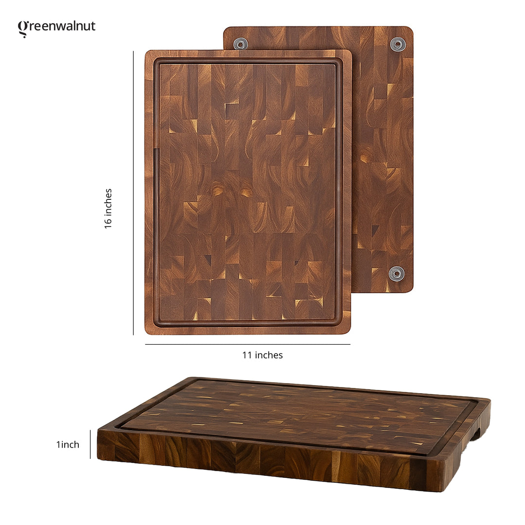 Greenwalnut Premium Acacia End-Grain Cutting Board with Juice Groove
