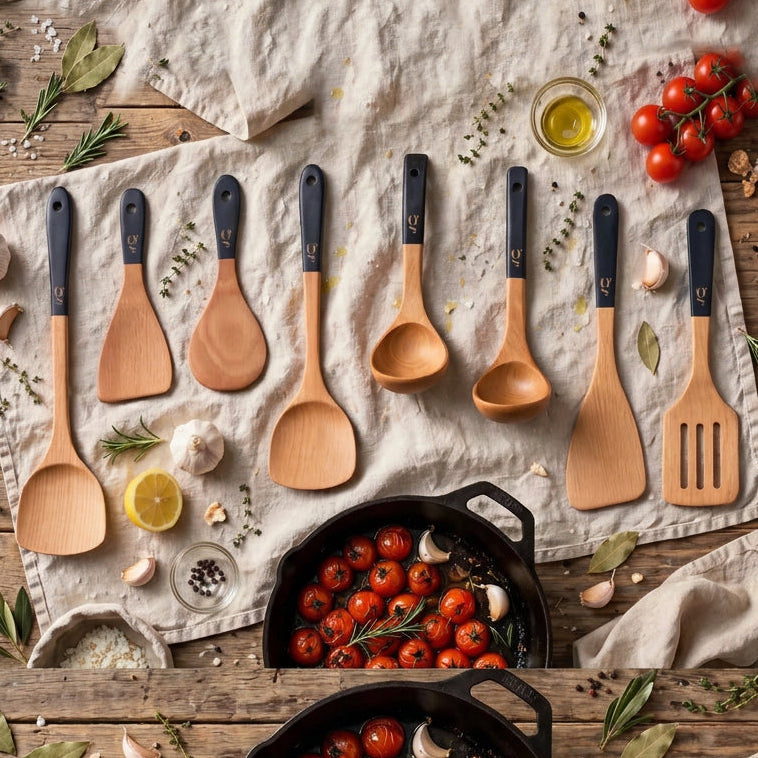 Greenwalnut® Beech Wood Utensils – Set of 8