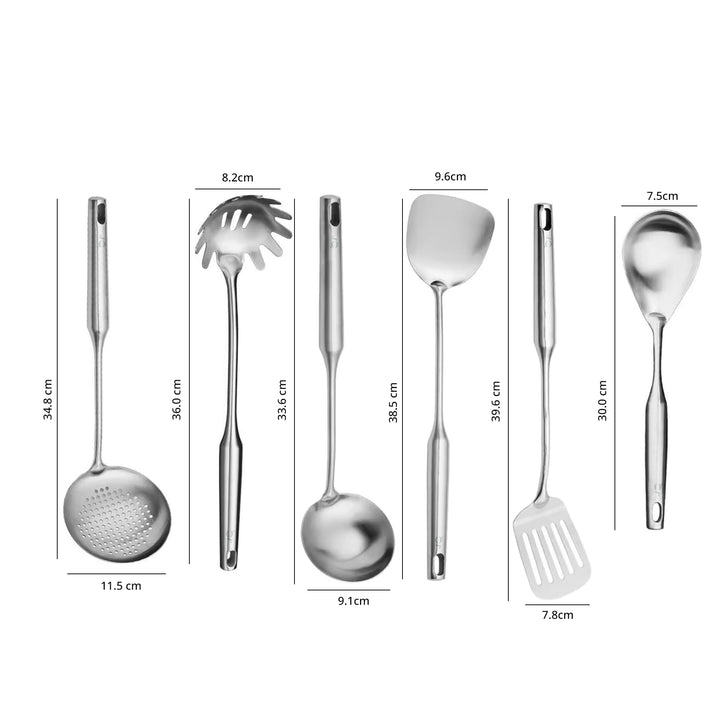 7-Piece Stainless Steel Kitchen Utensil Set with Holder – Durable, Modern Cooking Tools