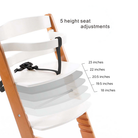 Wooden High Chair For Babies And Toddlers | Includes ( Seat Cushion ,Tray & 5 Point Belt ) - Green Walnut Inc.