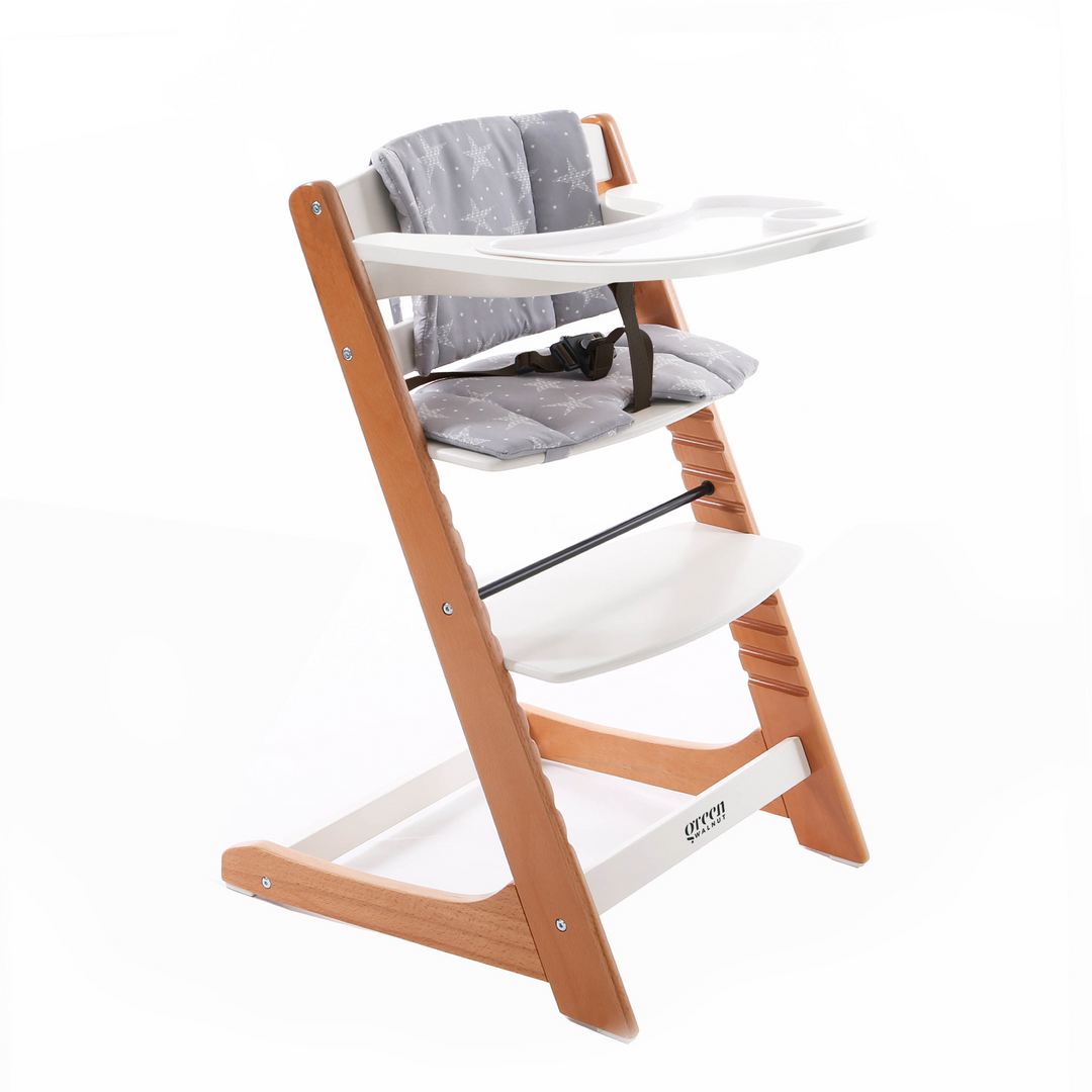 Wooden High Chair For Babies And Toddlers Includes Seat Cushion T Green Walnut Inc