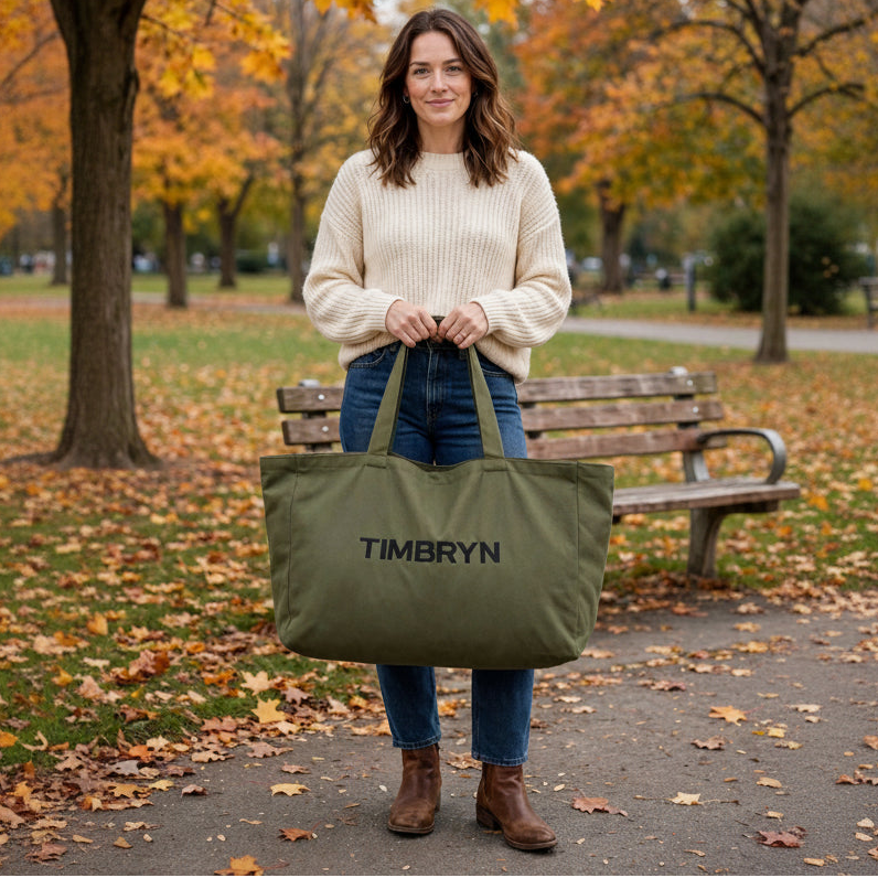 Large Canvas Tote Bag with Zipper & Inner Pocket With Zipper – Everyday Travel, Beach & Shopping Carryall