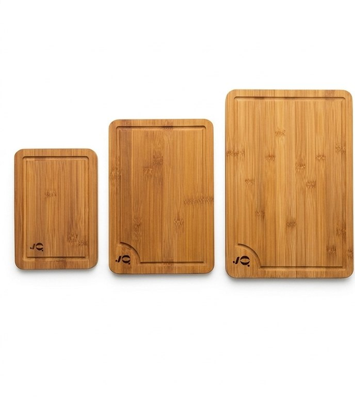 Natural Bamboo Cutting Board Set of 3 - 3 Sizes with Juice Groove for Kitchen Prep