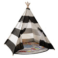 Large Foldable Kids Canvas Teepee Play Tent With Lights ( Black & White ) - Green Walnut Inc.