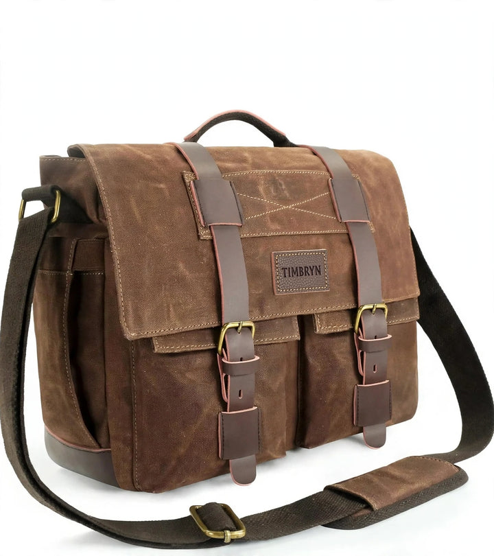 Waxed Canvas Messenger Bag – Vintage Laptop & Shoulder Bag for Work, Travel and Everyday Carry