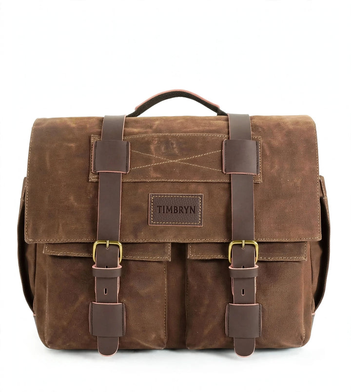 Waxed Canvas Messenger Bag – Vintage Laptop & Shoulder Bag for Work, Travel and Everyday Carry