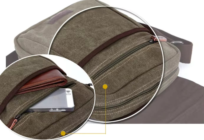 TIMBRYN™ Canvas Satchel  | Compact Crossbody Shoulder Bag with Adjustable Strap & Front Pocket