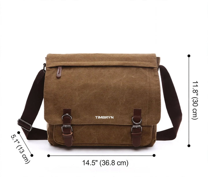 Premium Canvas & Leather Messenger Bag  | Vintage Crossbody Satchel