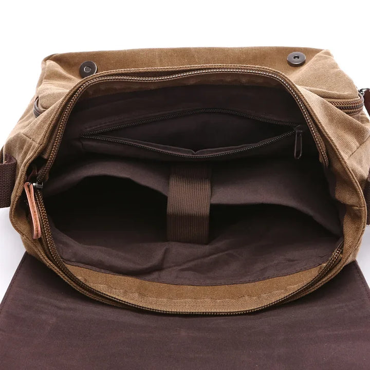 Premium Canvas & Leather Messenger Bag  | Vintage Crossbody Satchel