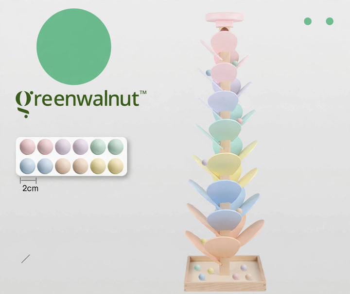 Wooden Marble Tree Toy – Macaron Pastel Colors | Montessori Ball Drop Toy