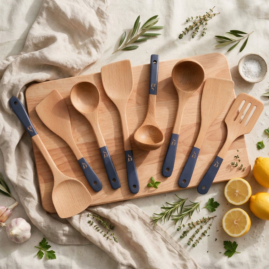 Greenwalnut® Beech Wood Utensils – Set of 8