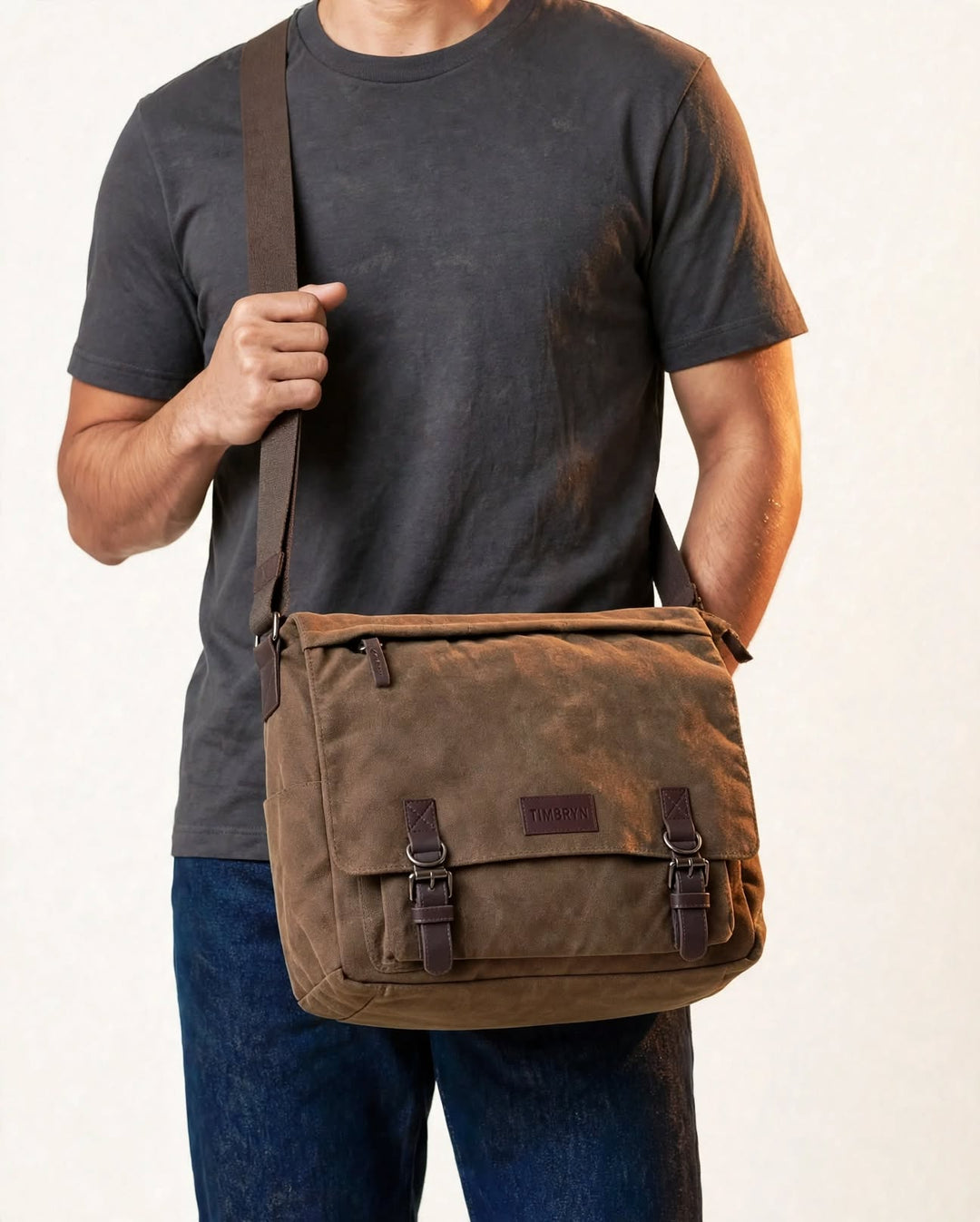 Premium Canvas & Leather Messenger Bag  | Vintage Crossbody Satchel